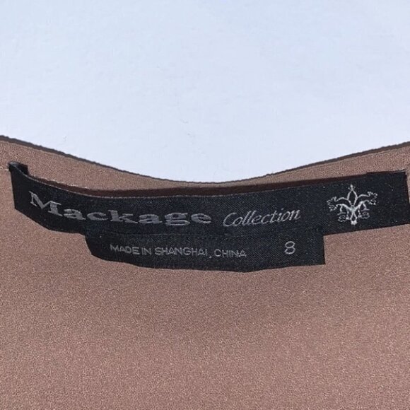 MACKAGE Tan Mesh Bandage Padded Shoulder Round  Neck Mini Bandage Dress Size 8 - Picture 14 of 16